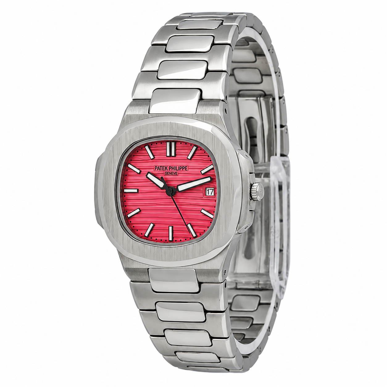 ساعت زنانه پتک فیلیپ ناتیلوس Patek 7248-L | سیلور صفحه قرمز لوکس