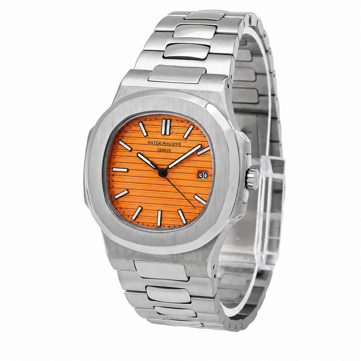 ساعت مردانه پتک فیلیپ ناتیلوس | مدل Patek 6535-G | استیل صفحه نارنجی لوکس