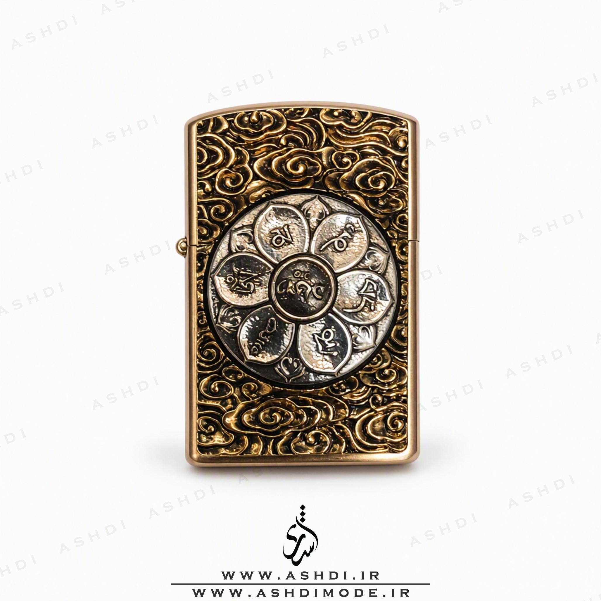 فندک زیپو های کپی مدل طرح گل اسپینری دو رنگ | Two Tone Spinner Flower Zippo Lighter