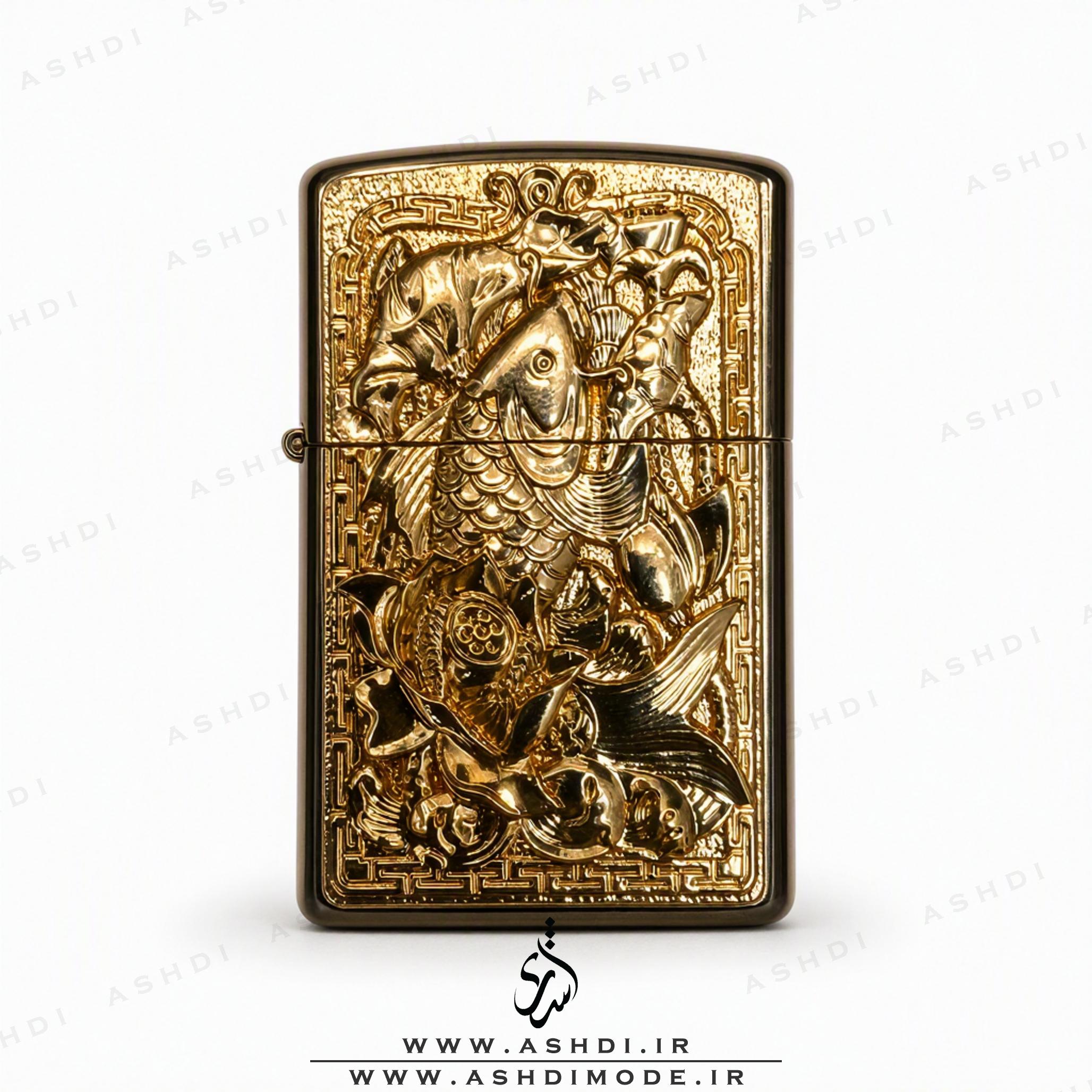 فندک زیپو های کپی مدل طرح ماهی طلایی | Golden Fish Zippo Lighter