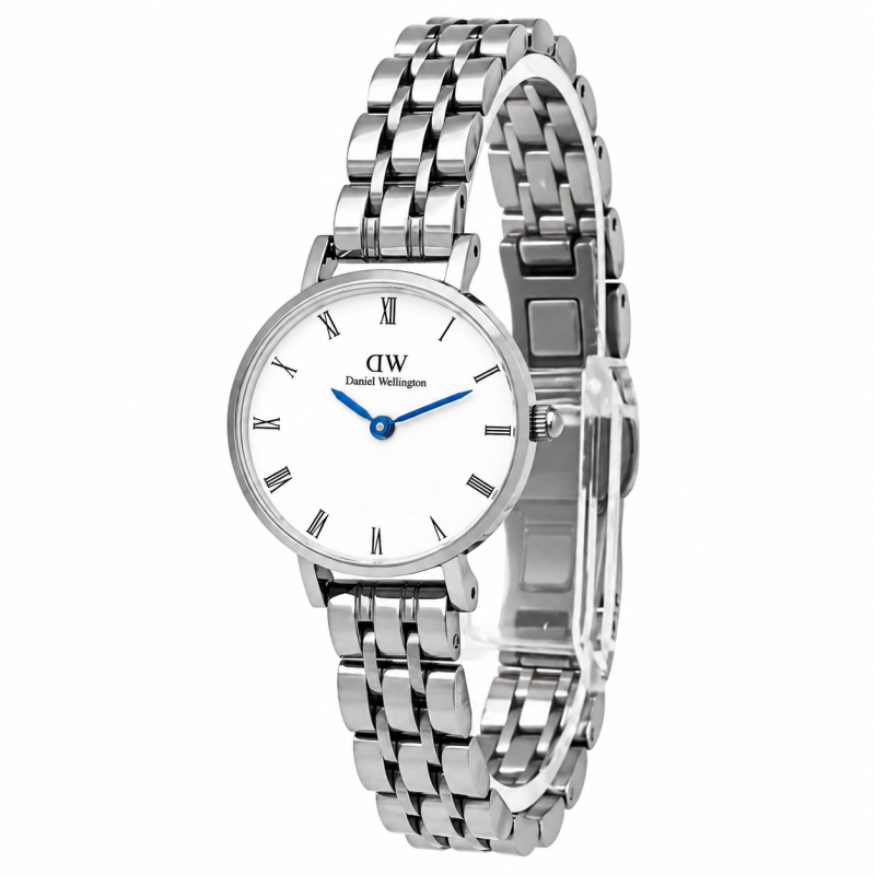Silver Roman Numeral Watch with Blue Hands | اشدی
